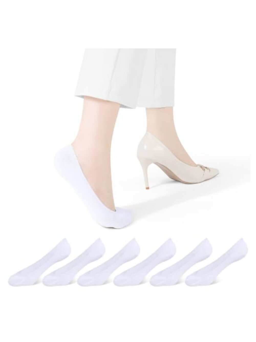 No Show Socks for Flats Mary Jane Ultra Low Cut 6 Pairs Cotton Blend